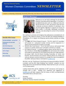American Chemical Society  Women Chemists Committee NEWSLETTER Fall 2016