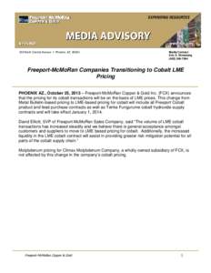 Microsoft Word - Freeport Transitioning to Cobalt LME Pricing Media Advisory