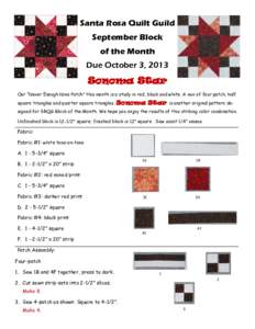 Santa Rosa Quilt Guild September Block of the Month Due October 3, 2013  Sonoma Star
