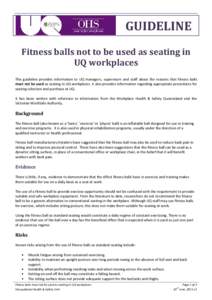 Guideline - Fitness balls must not be used at UQ