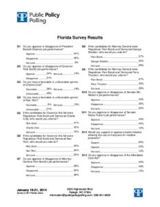 Florida Survey Results Q1 Do you approve or disapprove of President Barack Obama’s job performance?