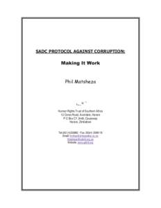 SADC PROTOCOL AGAINST CORRUPTION