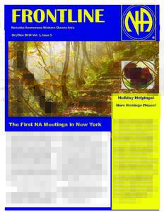 FRONTLINE  1 Narcotics Anonymous Western Queens Area Oct/Nov 2014 Vol. 1, Issue 5
