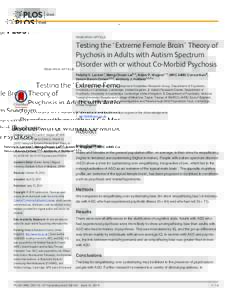 Testing the ‘Extreme Female Brain’ Theory of Psychosis in Adults with Autism Spectrum Disorder with or without Co-Morbid Psychosis