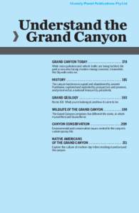 ©Lonely Planet Publications Pty Ltd  Understand the Grand Canyon GRAND CANYON TODAY . . . . . . . . . . . . . . . . . . . . . 178 While noise pollution and vehicle traﬃc are being tackled, the