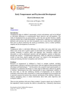 Early Temperament and Psychosocial Development