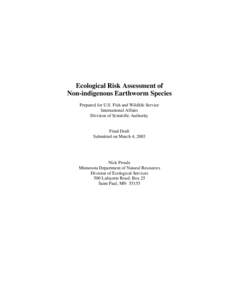 Microsoft Word - Ecological Risk Assessment of non-indigenous earthworm spe…
