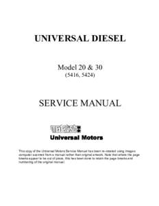UNIVERSAL DIESEL Model 20 & , 5424) SERVICE MANUAL