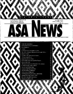 A QUUUUY NEWSLETTER FOR AFRICAN STUDIES ASSOCIATION MEMBERS YOLUME XXIY APRIL/JUNE 1991
