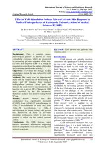 Original Research Article  International Journal of Science and Healthcare Research Vol.2; Issue: 3; July-SeptWebsite: www.gkpublication.in/ijshr.html ISSN: 
