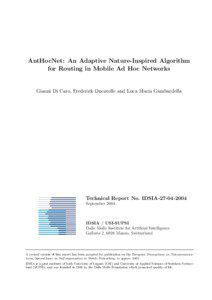 AntHocNet: An Adaptive Nature-Inspired Algorithm for Routing in Mobile Ad Hoc Networks