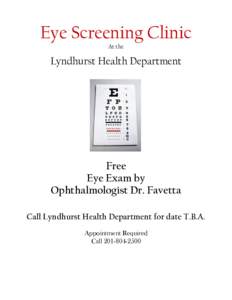 Eye Screening Clinic At the Lyndhurst Health Department  Free