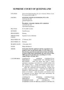SUPREME COURT OF QUEENSLAND CITATION: Queensland Bulk Handling Pty Ltd v Peabody (Wilkie Creek) Pty Limited[removed]QSC 37