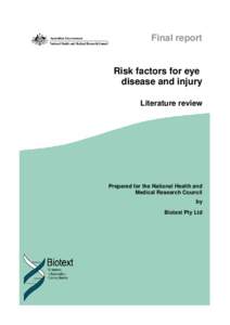 Final report  Risk factors for eye disease and injury Literature review