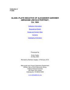 Glass-plate Negative of Alexander Gardner Abraham Lincoln Portrait