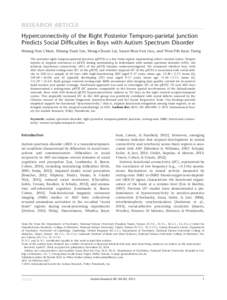 Hyperconnectivity of the Right Posterior Temporo-parietal Junction Predicts Social Difficulties in Boys with Autism Spectrum Disorder