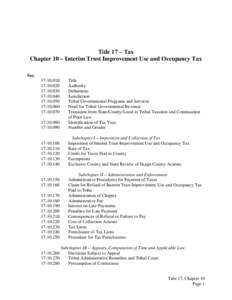 Title 17 – Tax Chapter 10 – Interim Trust Improvement Use and Occupancy Tax Sec