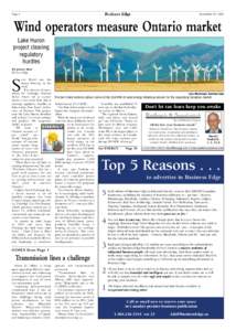 November 10, 2006  Page 4 Wind operators measure Ontario market Lake Huron