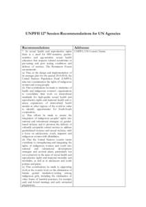 Microsoft Word - UNPFII 12th Session Recommendations for UN Agencies.doc