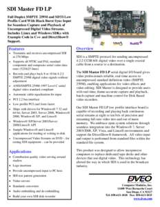 SDI Master FD LP PCIe -- Full Duplex SMPTE 259M Card