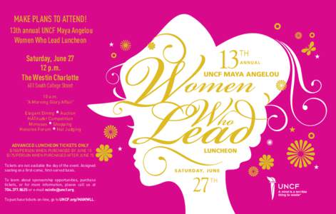 MAKE PLANS TO ATTEND! 13th annual UNCF Maya Angelou Women Who Lead Luncheon 13