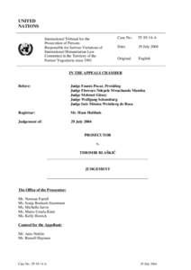 UNITED NATIONS International Tribunal for the Prosecution of Persons Responsible for Serious Violations of International Humanitarian Law