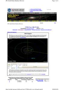 Astrodynamics / Orbital elements / Orbit / Main Belt asteroids / Comet Lulin / Solar System / Comets / Celestial mechanics / Astronomy / Planetary science