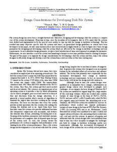 Journal of Computing:: Design Considerations for Developing Disk File System