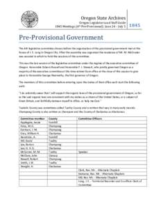 Oregon Legislators and Staff Guide 1845 Meetings (4th Pre-Provisional): June 24 – July 5