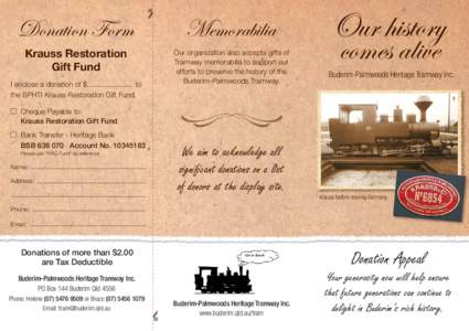 Donation Form  Memorabilia Krauss Restoration Gift Fund
