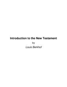 Introduction to the New Testament by
