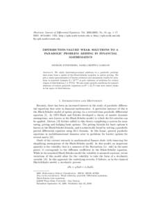 Electronic Journal of Differential Equations, Vol[removed]), No. 91, pp. 1–17. ISSN: [removed]URL: http://ejde.math.txstate.edu or http://ejde.math.unt.edu ftp ejde.math.txstate.edu DISTRIBUTION-VALUED WEAK SOLUTIO