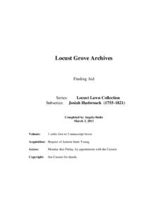 Locust Grove Archives  Finding Aid Series: Locust Lawn Collection