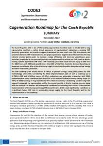 CODE2 Cogeneration Observatory and Dissemination Europe Cogeneration Roadmap for the Czech Republic SUMMARY