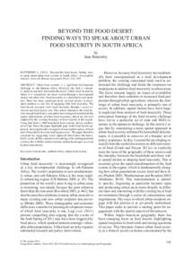 BEYOND THE FOOD DESERT  BEYOND THE FOOD DESERT: FINDING WAYS TO SPEAK ABOUT URBAN FOOD SECURITY IN SOUTH AFRICA by