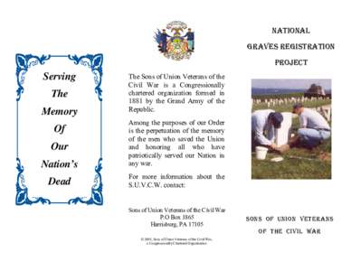 NATIONAL GRAVES REGISTRATION PROJECT Serving The