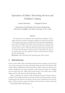 Operations of Online Advertising Services and Publisher’s Option Changhyun Kwon∗ Anand Srinivasan