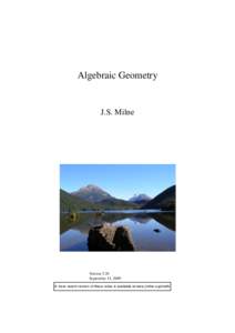 Algebraic Geometry  J.S. Milne Version 5.20 September 14, 2009