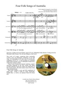 Four Folk Songs of Australia [featuring: Castles in the Air (Charles Ayger), If I was a Blackbird (Sally Sloane), Coming down the Mountain (Sally Sloane), The old man Kangaroo (Jack Lee)] This work in D major, comprising