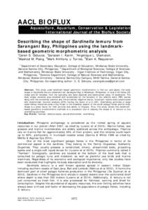 AACL BIOFLUX Aquaculture, Aquarium, Conservation & Legislation International Journal of the Bioflux Society Describing the shape of Sardinella lemuru from Sarangani Bay, Philippines using the landmarkbased geometric morp