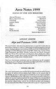 Area Notes 1999 EDITED BY JOSE LUIS BERMUDEZ Lindsay Griffin