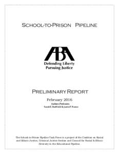School-to-Prison Pipeline  Preliminary Report February 2016 Authors Professors Sarah E. Redfield & Jason P. Nance