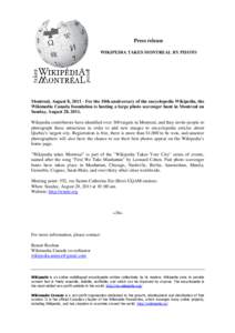 Wikipedia Takes Montreal - Press release2