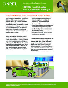 Transportation Technologies DOD/NREL Model Integrates Vehicles, Renewables & Microgrid