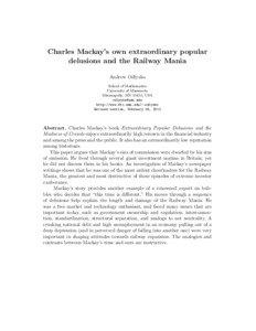 Charles Mackay’s own extraordinary popular delusions and the Railway Mania Andrew Odlyzko
