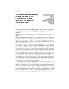 Book Review  Promoting Worker Health on the Job and in the Community: A Vital Resource for Workers