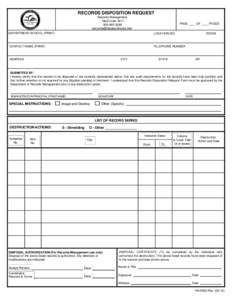 Clear Form  RECORDS DISPOSITION REQUEST Records Management Mail Code: 
