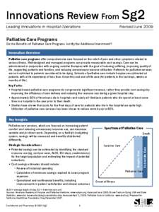 Innovations Review From Sg2 Leading Innovations in Hospital Operations Revised JunePalliative Care Programs