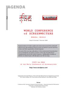final  AGENDA WORLD CONFERENCE of SCREENWRITERS