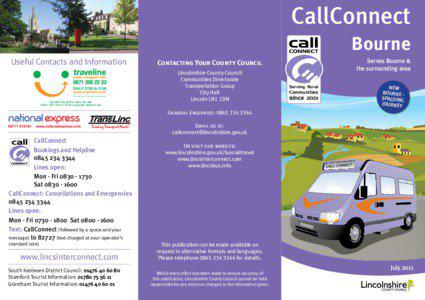 CallConnect Bourne Useful Contacts and Information